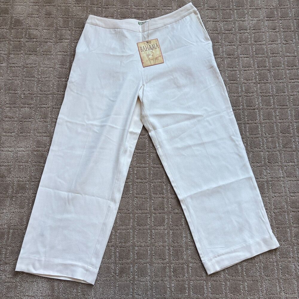 Tommy Bahama VTG 100% Silk Cropped Pants Womens 6 Cream White Travel Preppy NWT